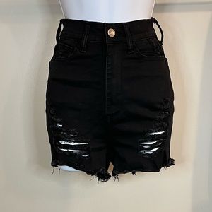 Fashion Nova high waist distressed black shorts